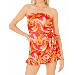 NEW DAY + MOON lizzie ruffled romper in orange multi